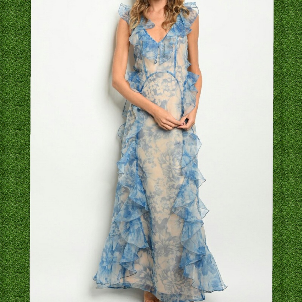 🍁GORGEOUS BLUE NUDE DRESS -101 - Picture 2 of 5